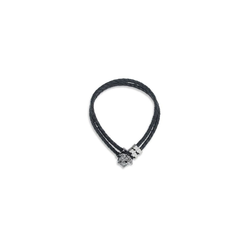 Versace Black Calf Leather Bos Taurus Bracelet Versace