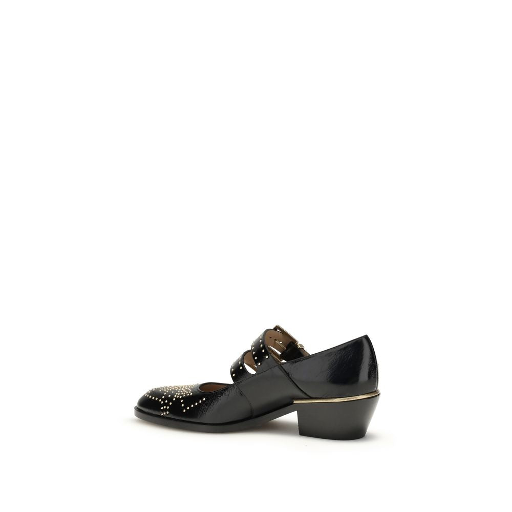 Chloé Black Calf Leather Bos Taurus Ballet Flats Chloé