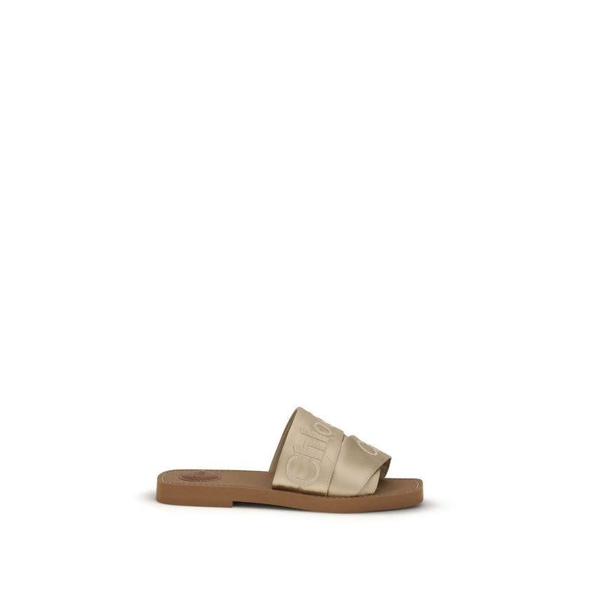 Chloé Gold Polyester Sandals Chloé
