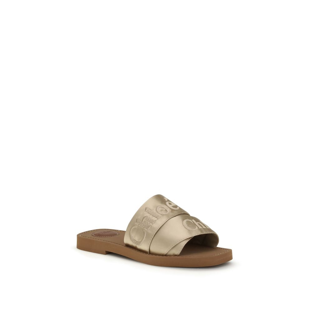 Chloé Gold Polyester Sandals Chloé