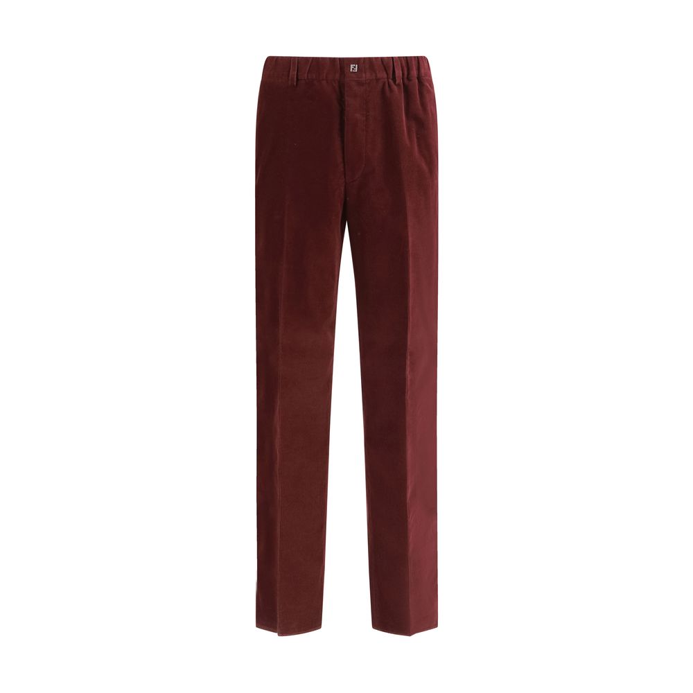 Fendi Bordeaux Cotton Casual Pants Fendi