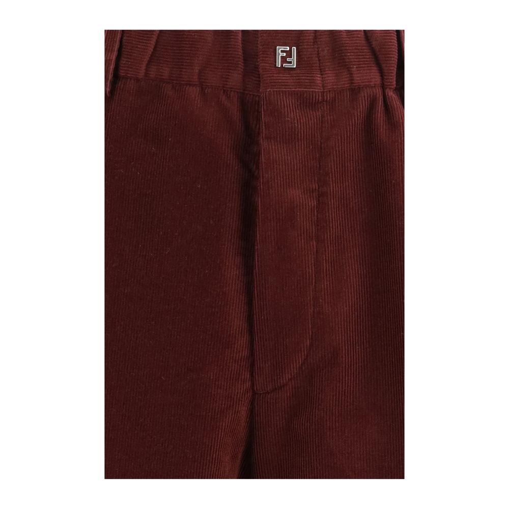 Fendi Bordeaux Cotton Casual Pants Fendi