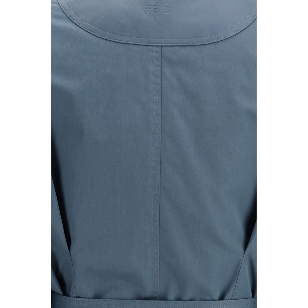 Fendi Light Blue Cotton Coat Fendi
