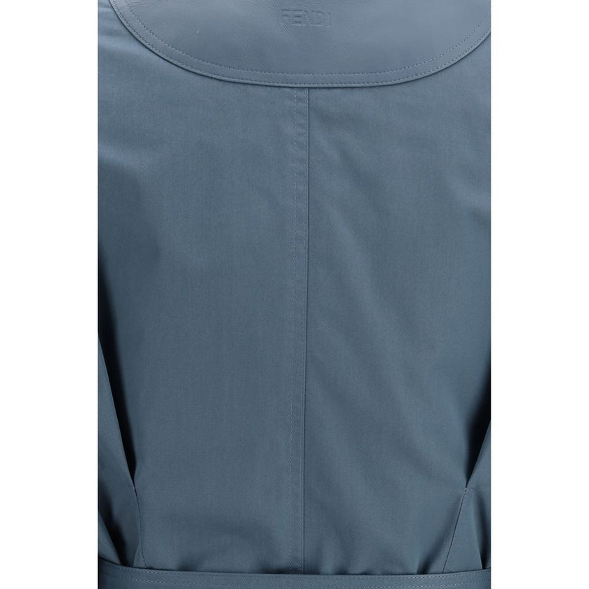 Fendi Light Blue Cotton Coat Fendi