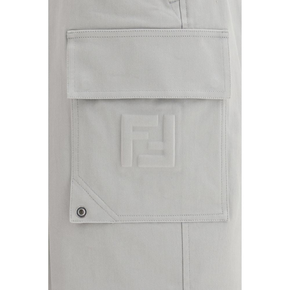 Fendi Silver Cotton Cargo Pants Fendi