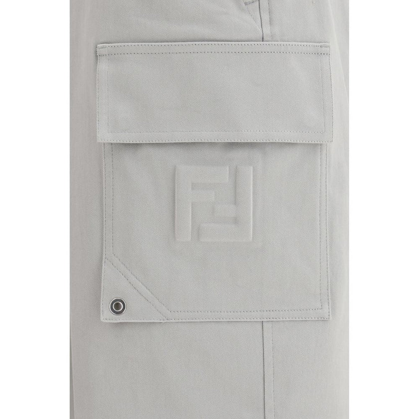 Fendi Silver Cotton Cargo Pants Fendi