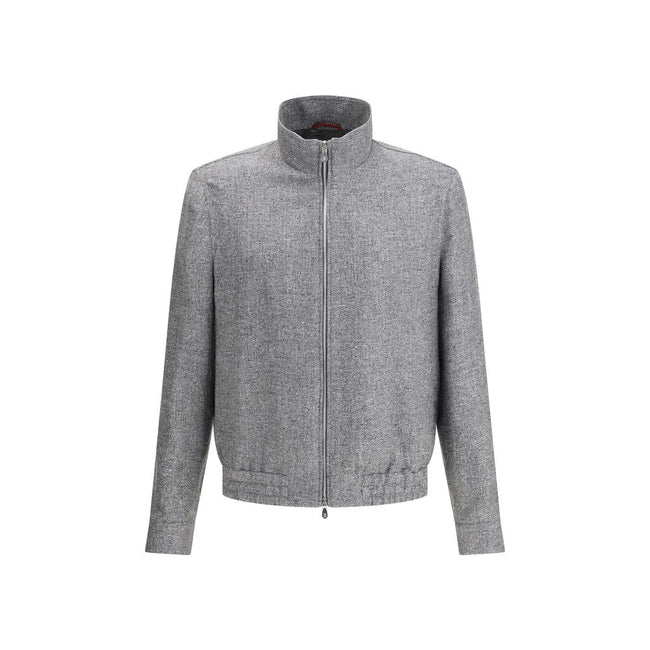 Brunello Cucinelli Gray Linen Bomber Brunello Cucinelli