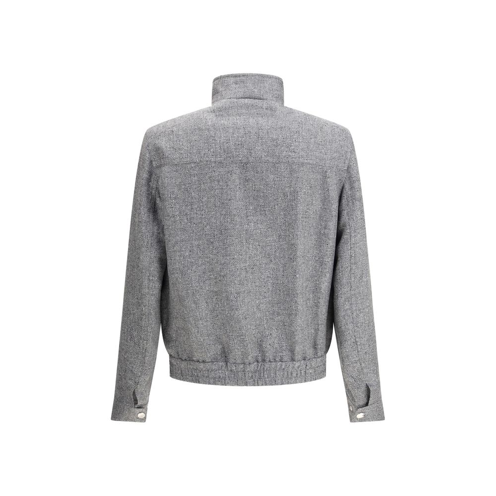 Brunello Cucinelli Gray Linen Bomber Brunello Cucinelli