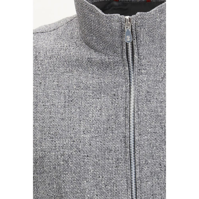 Brunello Cucinelli Gray Linen Bomber Brunello Cucinelli