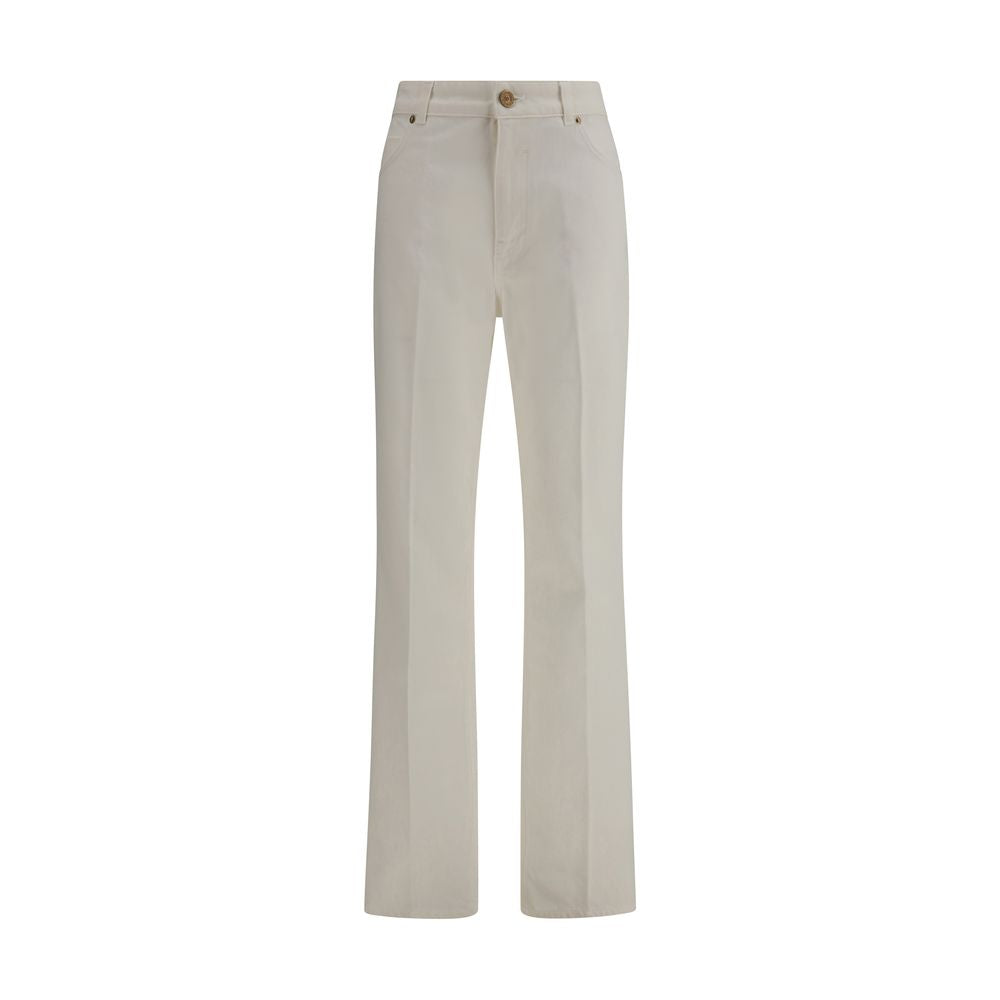 Balmain White Cotton Straight-Leg Jeans Balmain