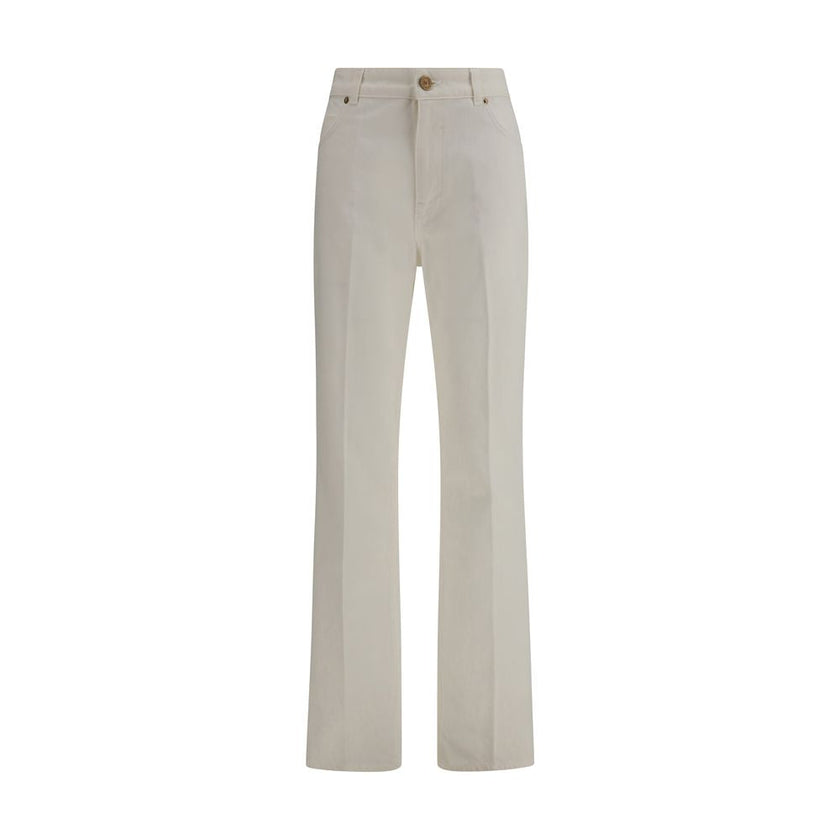 Balmain White Cotton Straight-Leg Jeans Balmain