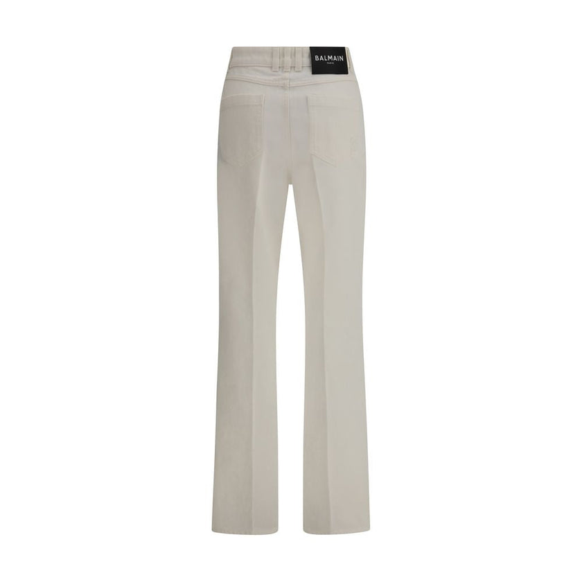 Balmain White Cotton Straight-Leg Jeans Balmain