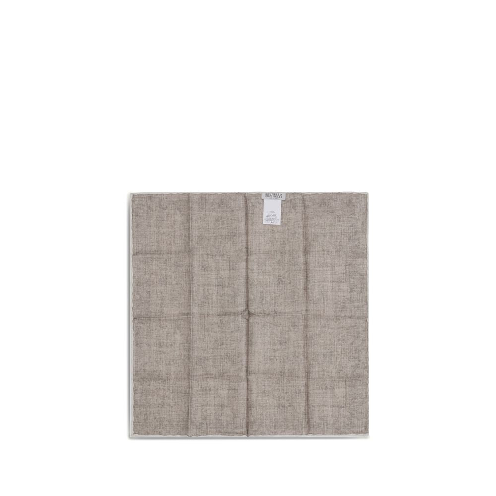 Brunello Cucinelli Beige Silk Pocket Square Brunello Cucinelli