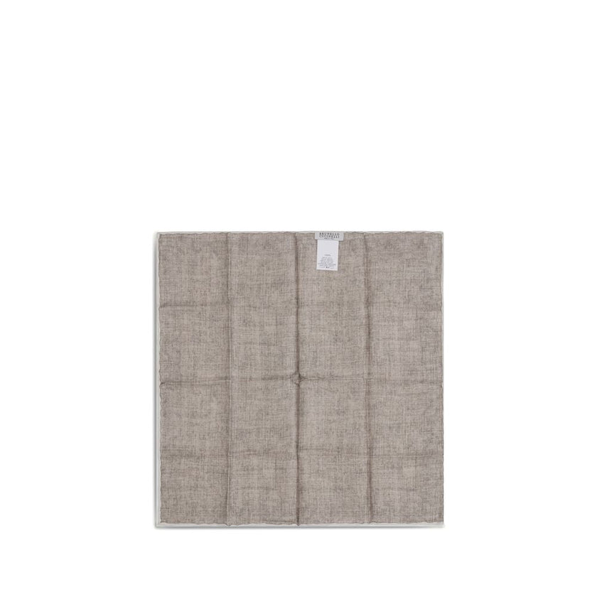 Brunello Cucinelli Beige Silk Pocket Square Brunello Cucinelli