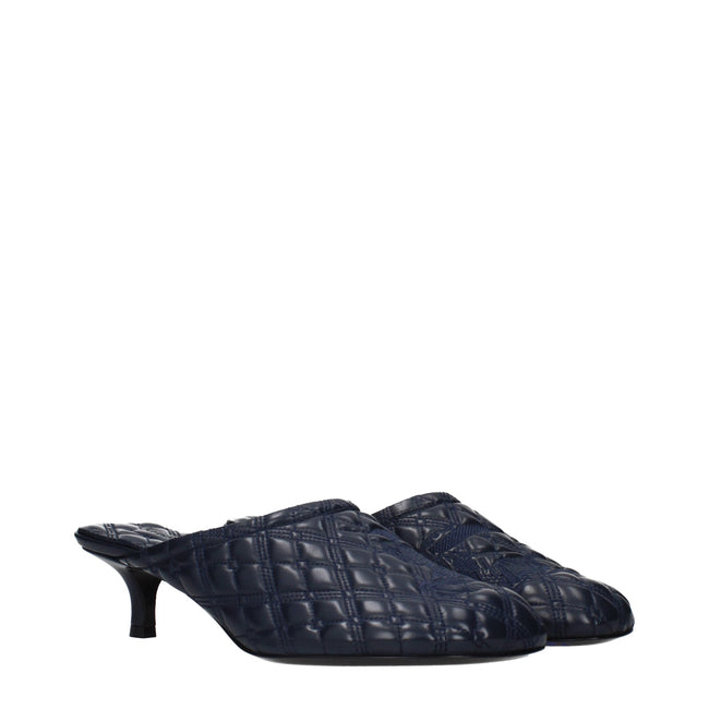 Burberry Blue Leather Slippers Burberry