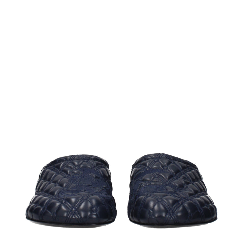Burberry Blue Leather Slippers Burberry