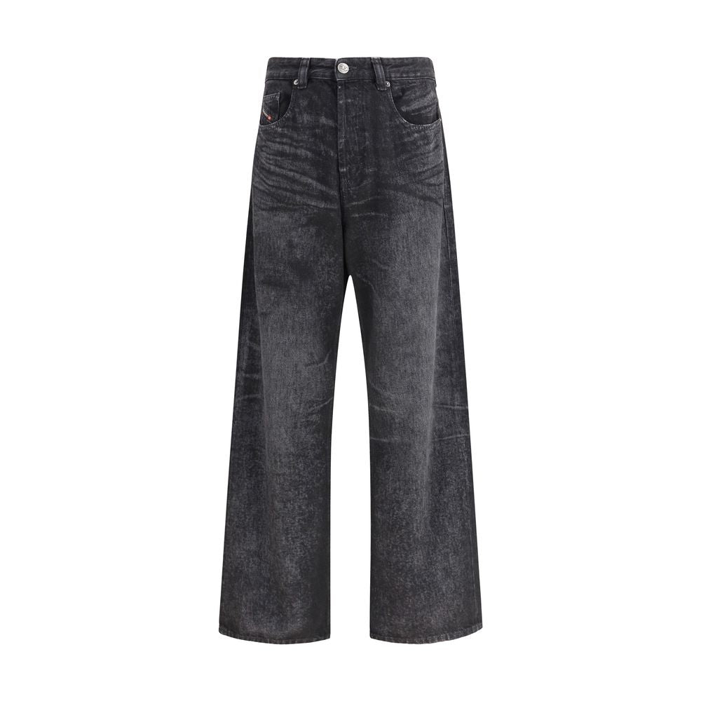 Diesel Black Cotton Relaxed Fit Jeans Diesel