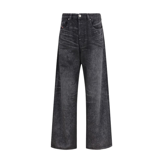 Diesel Black Cotton Relaxed Fit Jeans Diesel