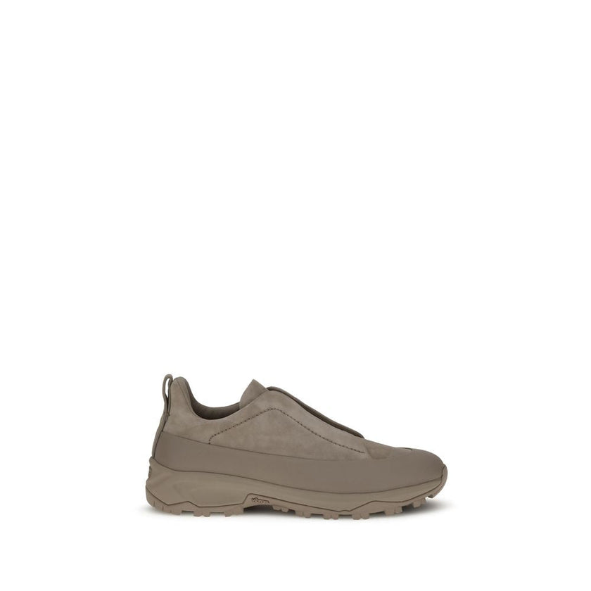 ZEGNA Beige Calf Leather Bos Taurus Athletic Sneakers ZEGNA
