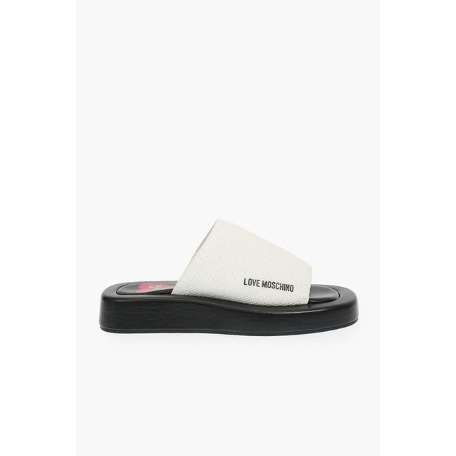 Moschino Black And White Leather Slides Moschino