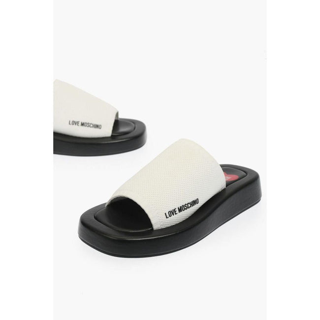 Moschino Black And White Leather Slides Moschino