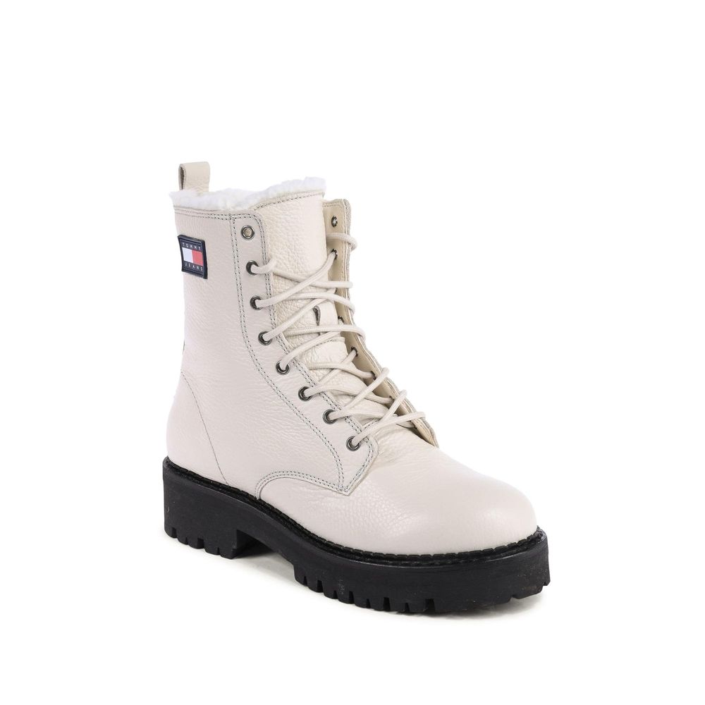 Tommy Hilfiger Beige Leather Ankle Boots Tommy Hilfiger