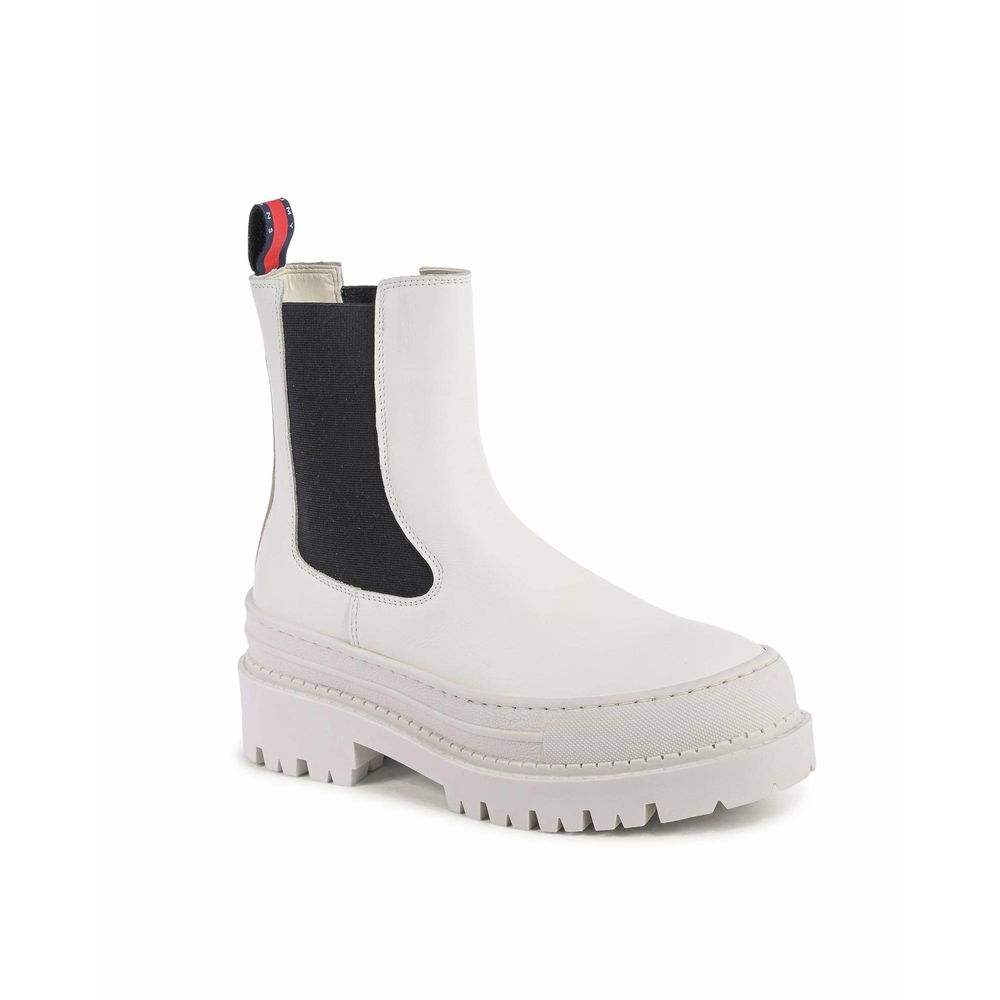 Tommy Hilfiger White Leather Ankle Boots Tommy Hilfiger