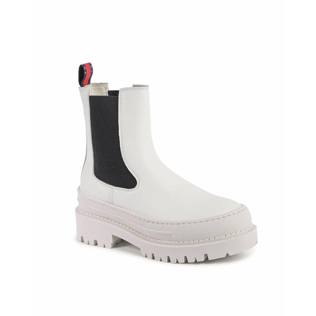 Tommy Hilfiger White Leather Ankle Boots Tommy Hilfiger