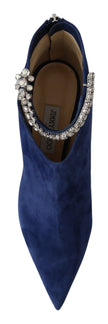 Jimmy Choo Pop Blue Crystal-Strap Heeled Boots Jimmy Choo