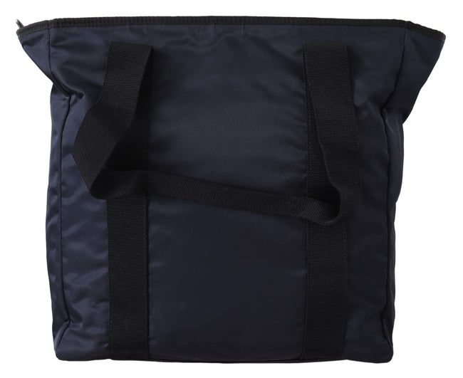 Versace Elegant Blue Nylon Tote Bag Versace