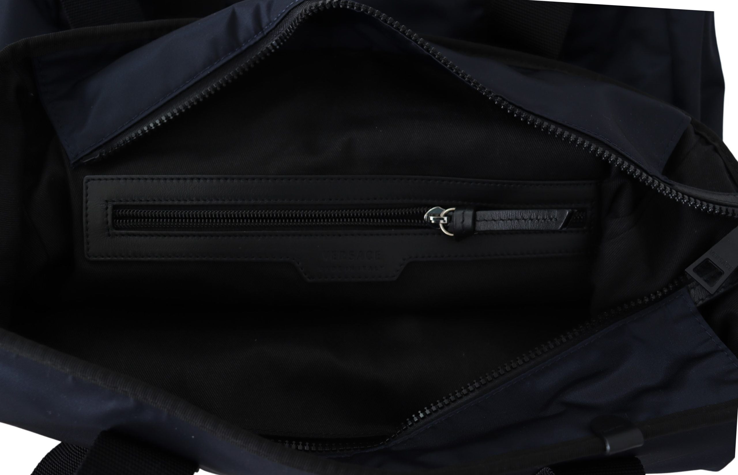 Versace Elegant Blue Nylon Tote Bag Versace