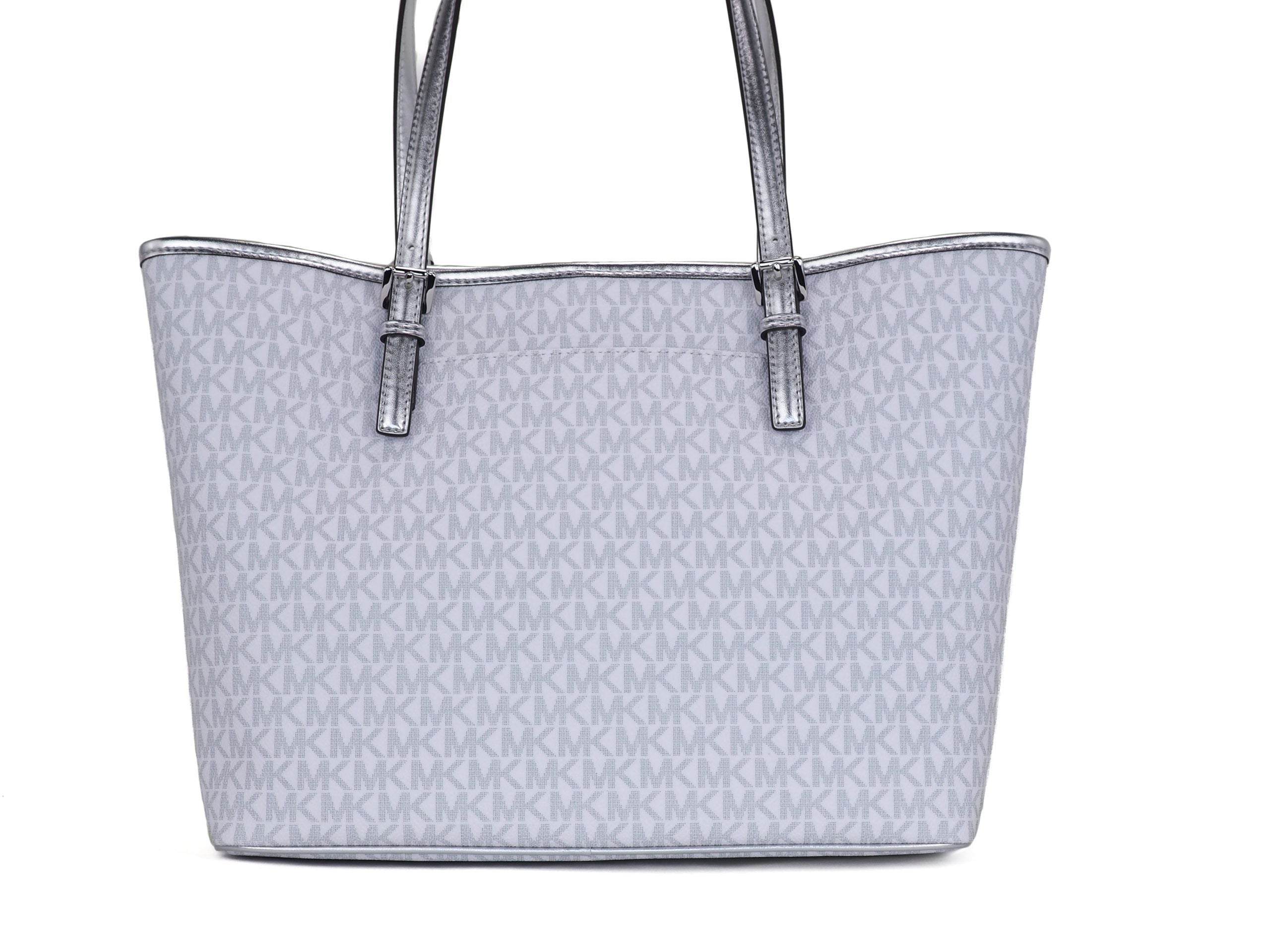 Michael Kors Jet Set Girls Print Medium Signature PVC Carryall Shoulder Tote Handbag (Bright White Multi) Michael Kors