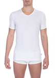 Bikkembergs White Cotton Men's V-Neck T-Shirt Bikkembergs