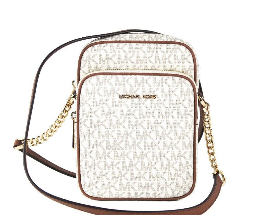Michael Kors Jet Set Medium Vanilla PVC North South Chain Crossbody Handbag Michael Kors