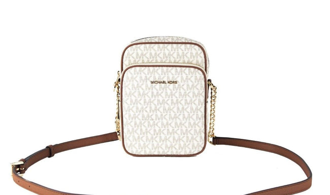 Michael Kors Jet Set Medium Vanilla PVC North South Chain Crossbody Handbag Michael Kors