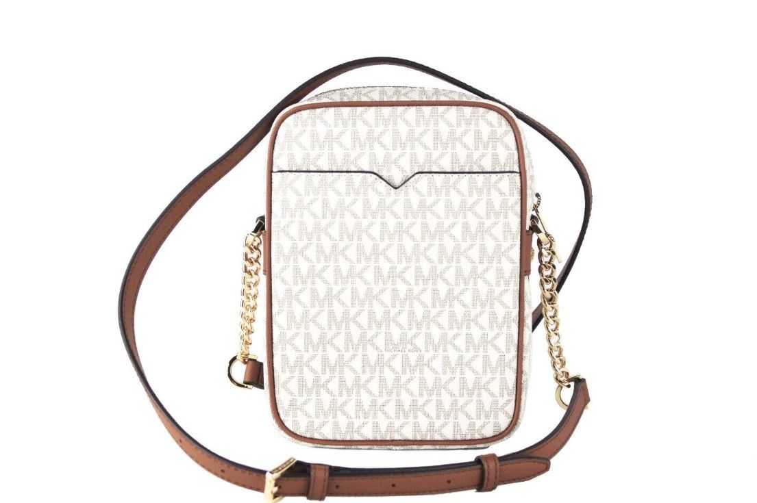Michael Kors Jet Set Medium Vanilla PVC North South Chain Crossbody Handbag Michael Kors