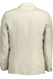 Gant Beige Linen Classic Jacket with Logo Detailing Gant