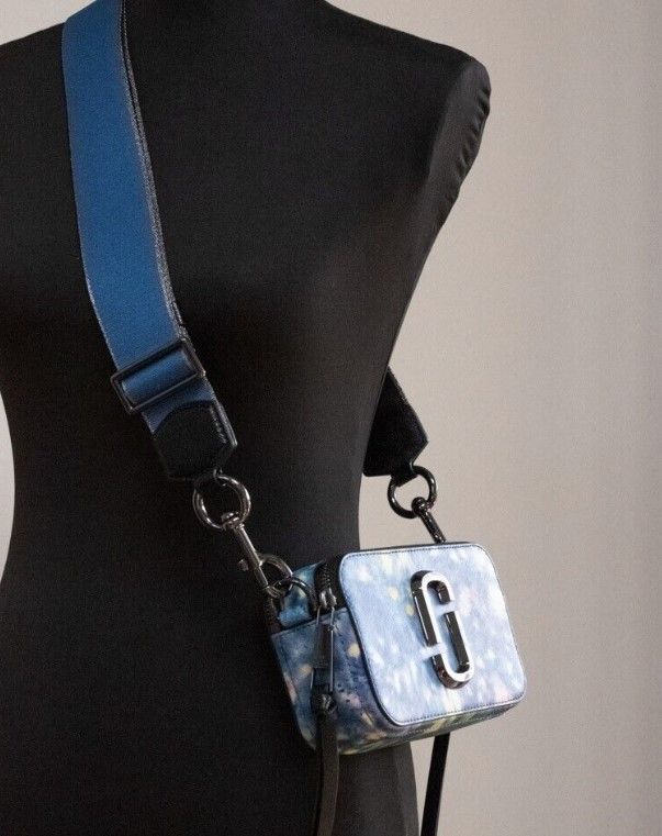 Marc Jacobs The Snapshot bag Watercolor Blue Printed Leather Shoulder Bag Purse Marc Jacobs
