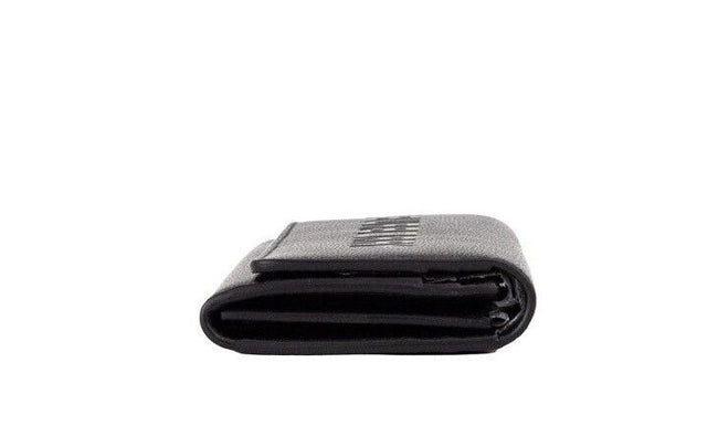 Burberry Porter Black Grained Leather Branded Logo Embossed Clutch Flap Wallet Burberry