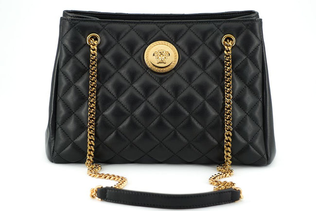 Versace Elegant Quilted Nappa Leather Tote Bag Versace