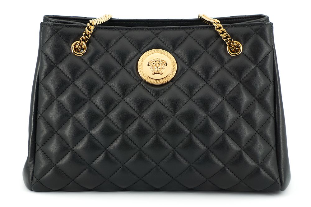 Versace Elegant Quilted Nappa Leather Tote Bag Versace