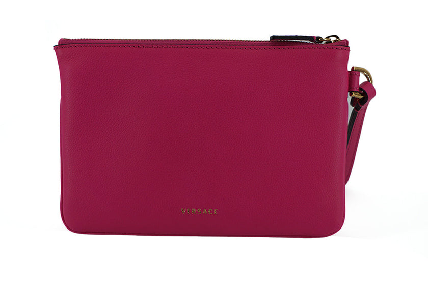 Versace Elegant Pink Leather Pouch Clutch Versace