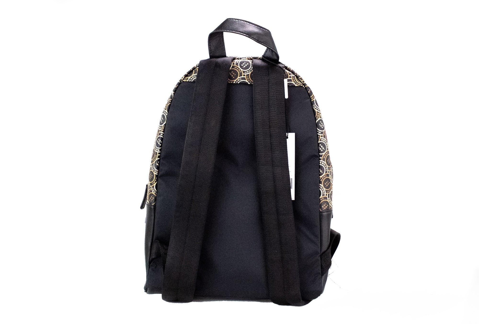 Marc Jacobs Signet Medium Black Logo Printed Leather Shoulder Backpack Bookbag Marc Jacobs