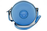 Versace Chic Blue Leather Round Shoulder Bag Versace
