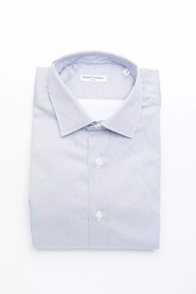 Robert Friedman Light Blue Cotton Men Shirt Robert Friedman