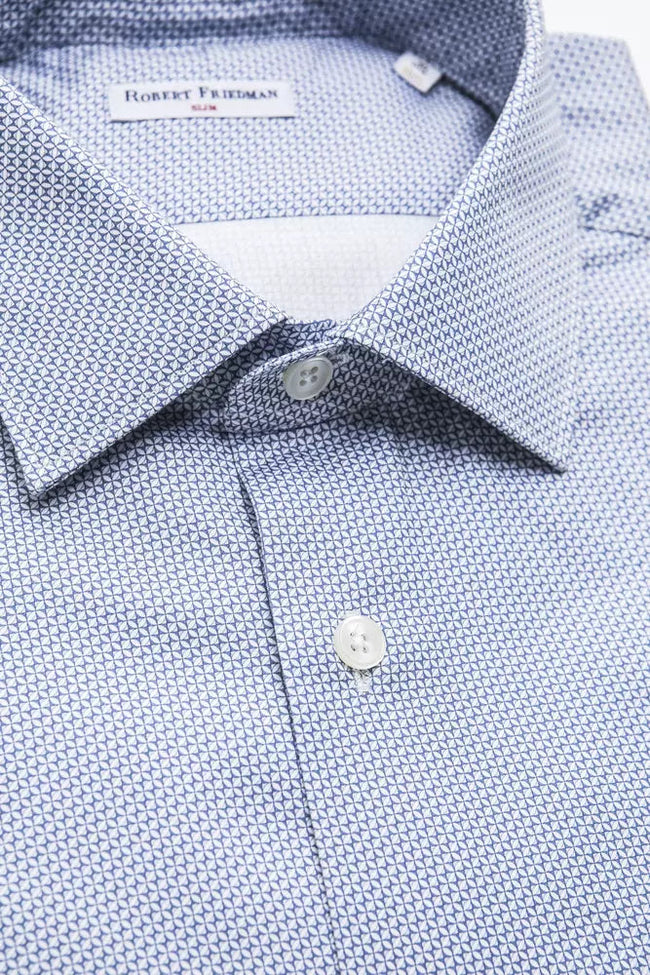 Robert Friedman Light Blue Cotton Men Shirt Robert Friedman