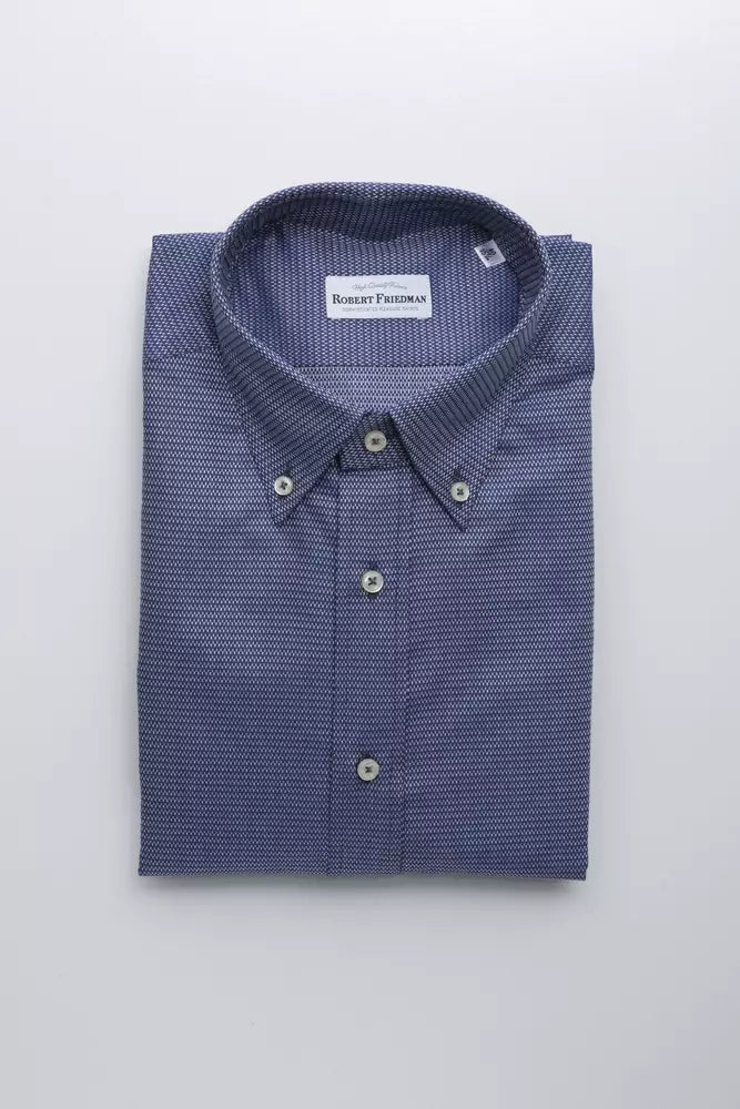 Robert Friedman Blue Cotton Mens Shirt Robert Friedman