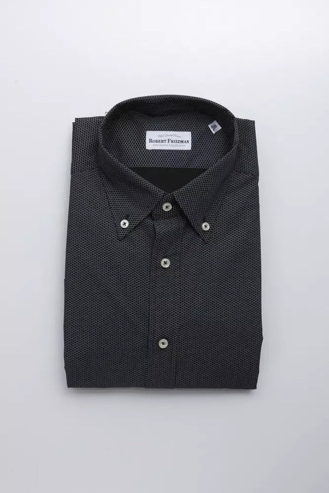 Robert Friedman Black Cotton Men Shirt Robert Friedman