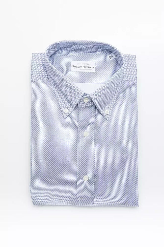 Robert Friedman Light Blue Cotton Men Shirt Robert Friedman