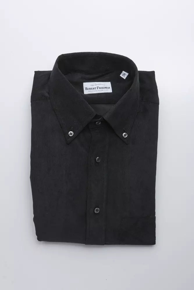 Robert Friedman Black Cotton Men Shirt Robert Friedman
